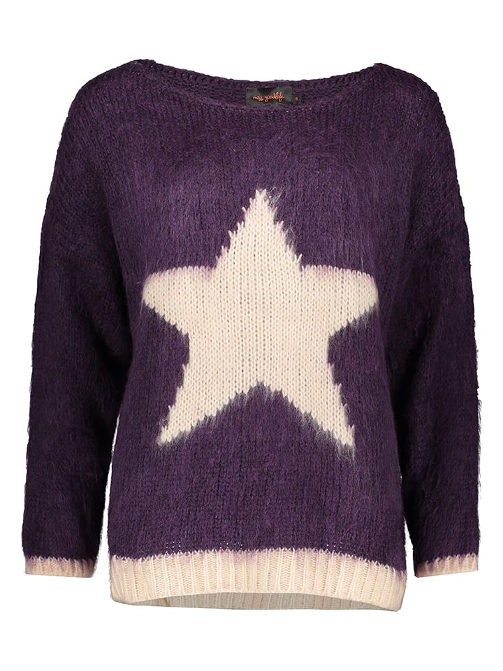 miss goodlife Pullover "Star" in Lila/ Creme - L