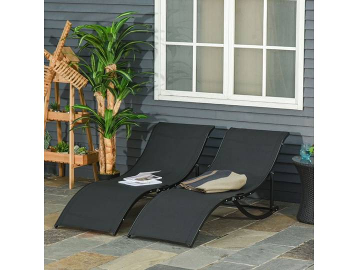 Transat de jardin - Design en S - Lot de 2 - Pliable - Aluminium & textilène