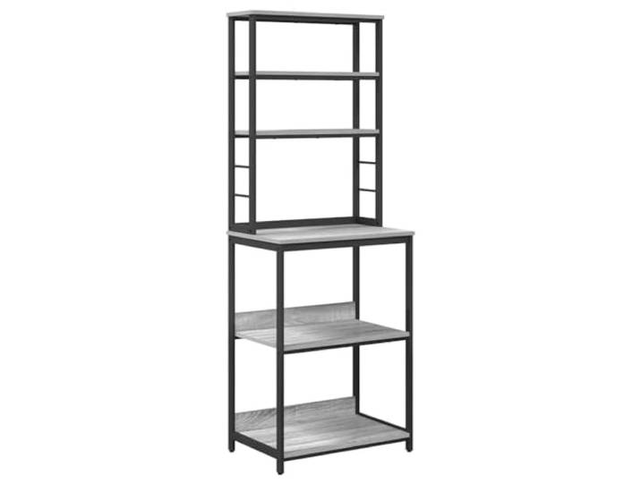 GFMGUEMV Industrielles Küchenregal 60x40x168 cm in Grauem Sonoma, freistehendes Holzwerkstoff-Regal mit stabilem Stahlrahmen und quadratischen Beinen für viel Stauraum in Küche