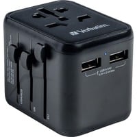 Universal-Reiseadapter UTA-01, Reisestecker schwarz, 2x USB-A
