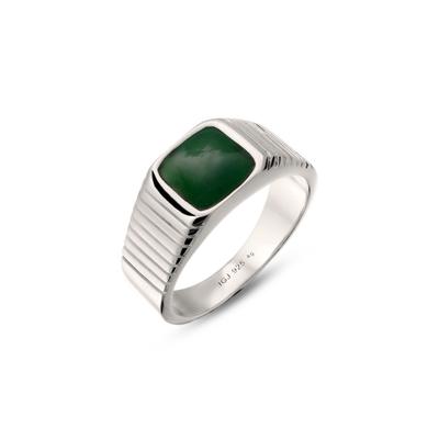 Kuzzoi "Ring Siegelring Emaille Grün 925 Sterling Silber"