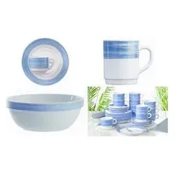 Esmeyer, Tasse, Henkelbecher ""BRUSH"", Inhalt: 0,25 l, blau Hartglas-Geschirr, Streifen-Dekoration im Pinsellook (250 ml, 6x)
