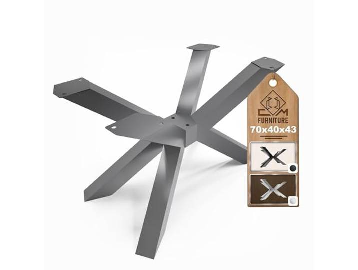 CM Furniture TISCHBEINE Spider Metall Mikado Anthrazit Couchtisch H: 43 cm Füße Tischuntergestell Zartes Aussehen Tischgestell Höhenverstellbar Outdoor/Haus TISCH-KUFEN Kreuzgestell Anti-Kratz-Pads
