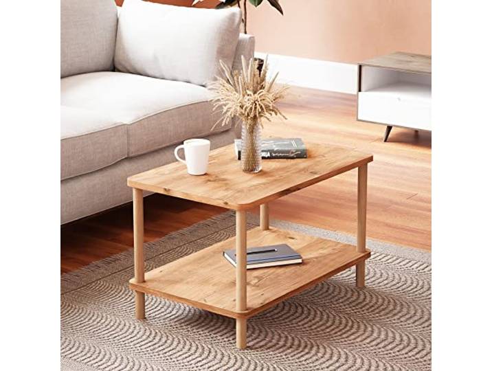 [en.casa] Couchtisch Jelling Wohnzimmertisch Rechteckig Kaffeetisch 43 x 70 x 44 cm Sofatisch Holzoptik
