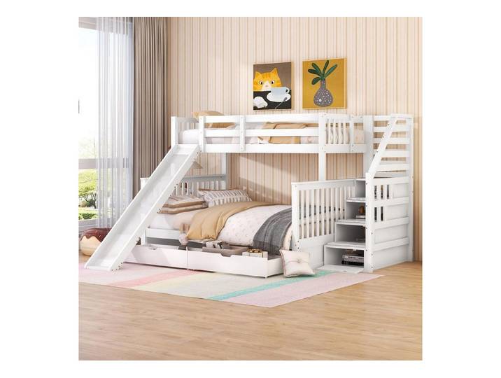 LuxusKollektion Etagenbett Etagenbett mit Rutsche & Schubladen (1-St)