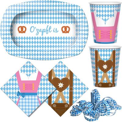 Oktoberfest Partygeschirr Partyset 37 tlg. Dekoration Wiesn Party Deko Set Teller Becher Servietten