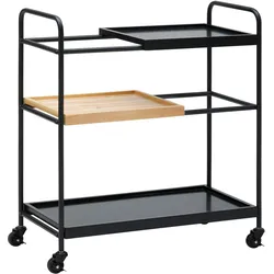 Rollwagen Giorgia Eichefarben/ Schwarz Echtholz/MDF