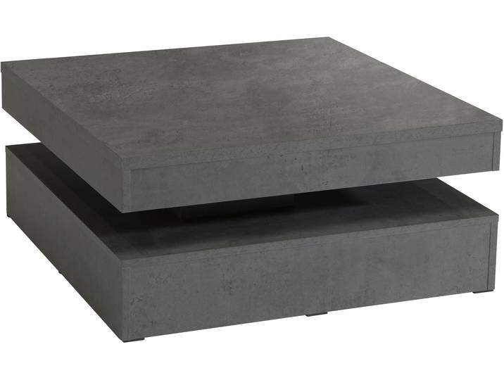 Couchtisch FORTE, grau (beton dunkel), B:78cm H:35cm T:78cm, Tische, Eckige Couchtische Couchtisch, mit Funktion, drehbare Tischplatte, Breite ca. 78x78 cm