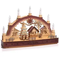 LUMIDA Xmas LED-Holzdekoration Schwibbogen Winterszene B. 44,5cm, H. 29,5cm
