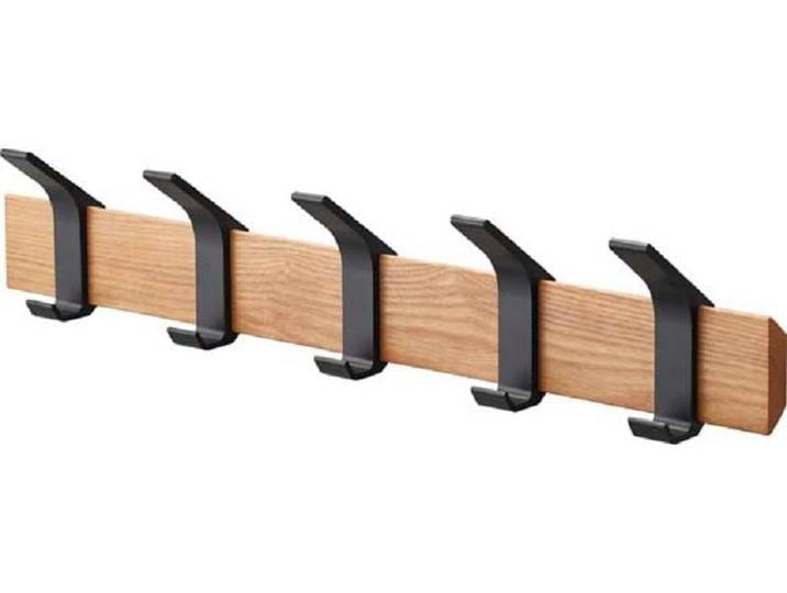 Garderobenleiste YAMAZAKI RIN schwarz , bunt, B:65cm H:10cm T:50cm, Metall, Garderobenhalter, Garderobenleiste, Holz: Esche aus China