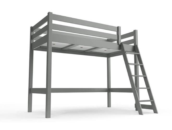 Lit mi-hauteur 90x200 bois ABC avec échelle inclinée 90x200 Gris