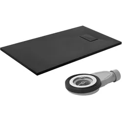 DUSCHWANNE 120x70 cm Schwarz mit Ablaufgarnitur aus SMC