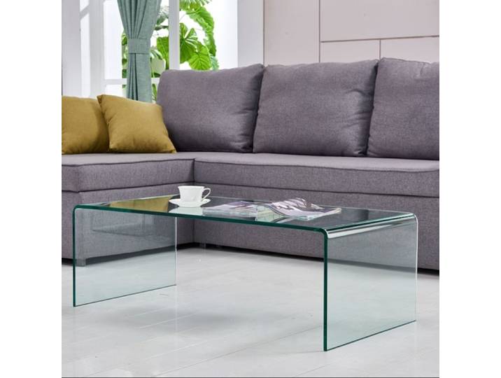 Table en Verre - Table Basse Transparente-Table de Salon Basse-Meubles de Salon en Verre-Design Moderne-100x50x35cm-Clair