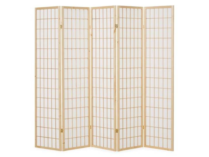 Homestyle4u 76, Paravent Raumteiler 5-teilig Holz Natur Sichtschutz Shoji Raumtrenner Reispapier Weiß Höhe 175 cm