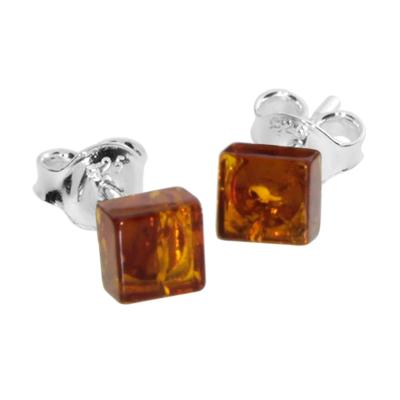 Paar Ohrstecker OSTSEE-SCHMUCK "- Klassisch 5 x 5 mm - Silber 925/000 - Bernstein" Gr. 5, silber (silber 925, silberfarben, weiß), Ohrringe, Damen, 5, Silber 925 (Sterlingsilber)