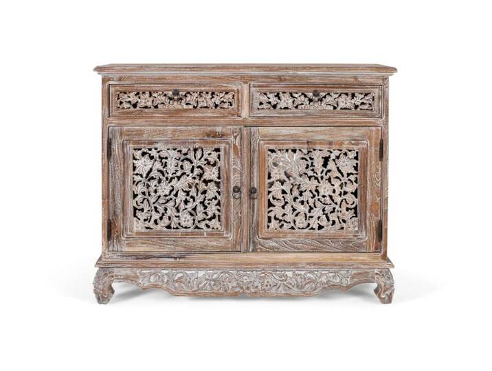 Buffet à deux tiroirs et deux portes en teck 100 cm