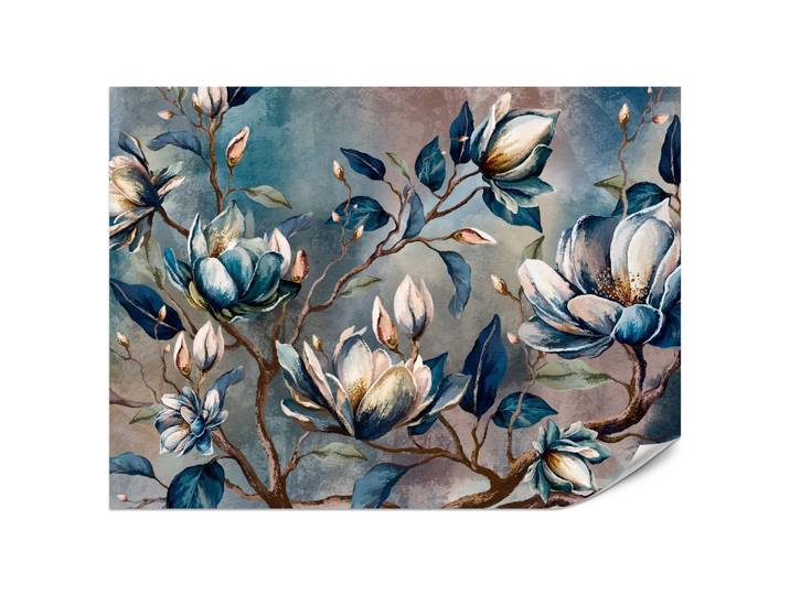 FOTOTAPETE für Wohnzimmer Wunderschöne Magnolien Blätter Zweige Blumen 200x140
