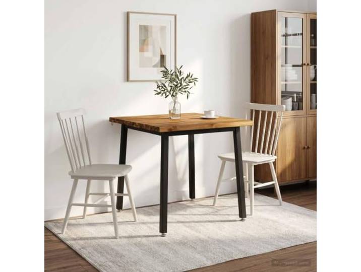 Esstisch Massivholz Akazie 80x80x75 cm Natürlich und Schwarz Rechteckige Form,verzinkte Stahlbeine,-Rutsch-Zubehör,Esszimmer,Wohnzimmer,drinnen