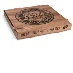 Pizzakarton (aus Mikrowellpappe) H4 kraft bedruckt 30 x 30 x 4 cm