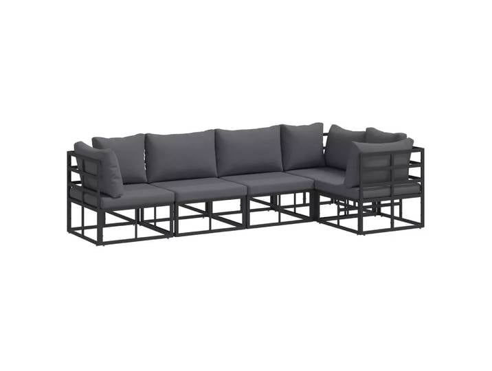 VidaXL - Gartensofa-set aluminium, One Size, Schwarz
