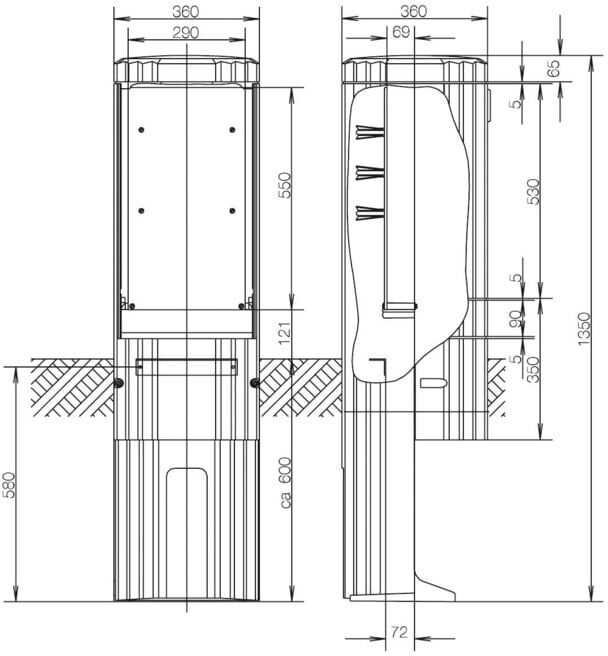 ABN Colonne extérieure M-platine FB1BH3, H=1350 mm SL135P (SL135P)
