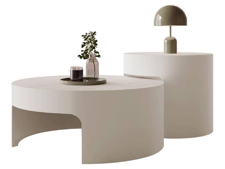 MIRJAN24 Couchtisch Vellaro, Wohnzimmer Kaffeetisch (Farbe: Cashmere / Travertin)