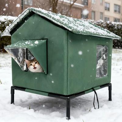 Uplifted Finds Elevated Outdoor Insulated Stray Cat Shelter green m