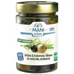 Grüne & Kalamata Oliven - al naturale mit Rosmarin 175g