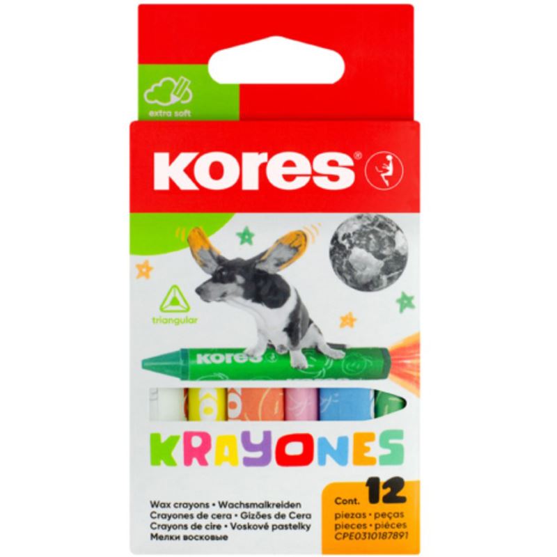 Kores KRAYONES Wachsmalstifte farbsortiert, 12 St.