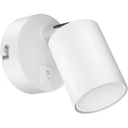 ledscom.de Wandspot WAIKA mit Schalter weiß matt + GU10 LED Lampe 3-Stufen Dimmen ohne Dimmer mit Lichtschalter: je max. 609lm