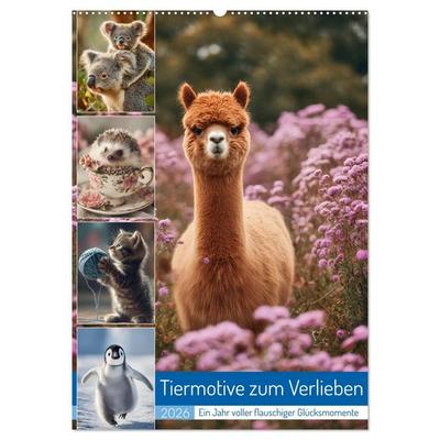 Tiermotive zum Verlieben (Wandkalender 2026 DIN A2 hoch), CALVENDO Monatskalender