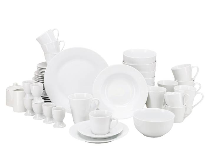 Geschirr-Set OTTO HOME Babbette , weiß, 50 Stk., Porzellan, Geschirr-Sets, Geschirr-Set, Moderne Optik, Zeitloses Design, Beliebig kombinierbar