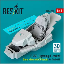 ResKit F-35C Lightning II cockpit (Basic edition with 3D decals) for Tamiya kit (3D Printed)