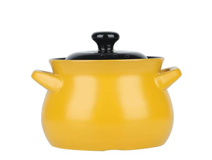 Keramikdosen, Doppelgriff-Deckel, reine Keramik-Terrine(Black and yellow,3.8L)