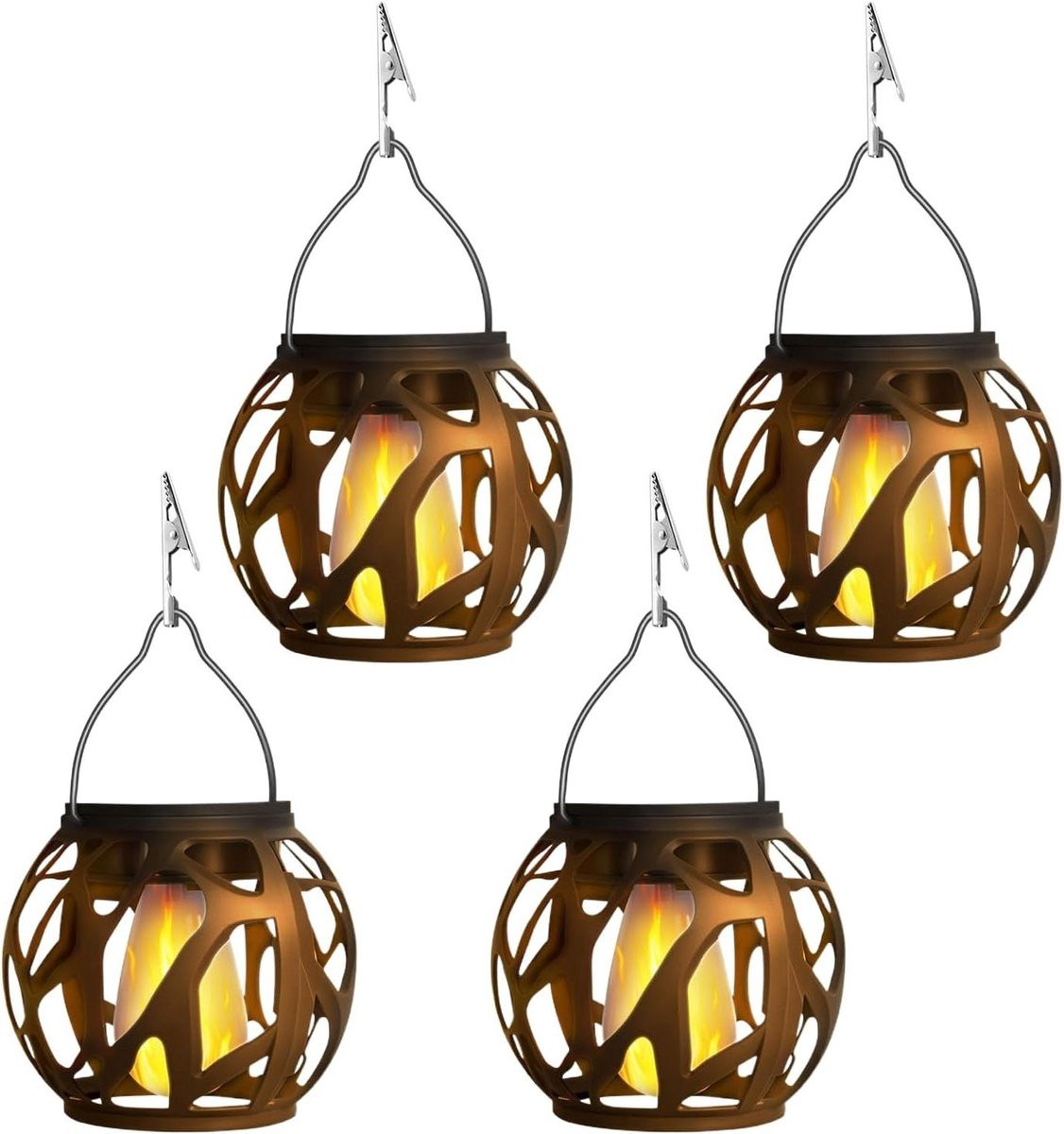 Set van 4 weerbestendige solar hanglampen voor buiten in veelkleurige tuin decoratie