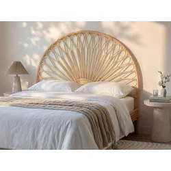 Bettkopfteil - Rattan - 140 cm - Naturfarben - SOLIA