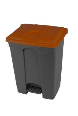 Tretabfalleimer Probbax, Volumen 70 l, mit Deckel, L 495 x B 412 x H 673 mm, Kunststoff, braun-dunkelgrau