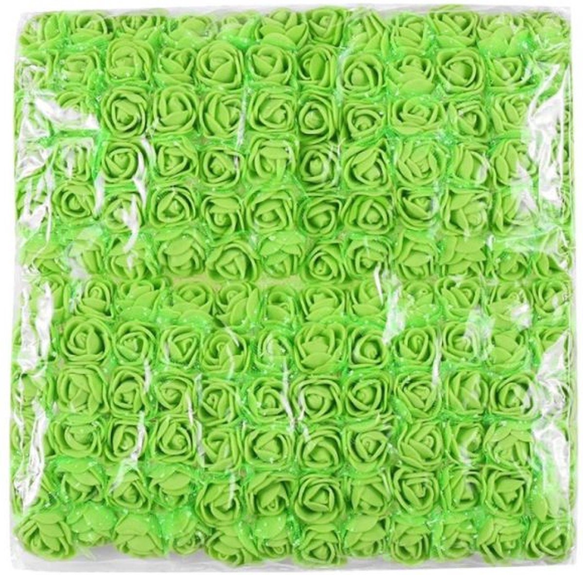 Set van 144 kleine kunstmatige rozen met tulpen rond - Groen - Decoratieaccessoires voor bloemenkransen, cadeauverpakkingen en bruiloften
