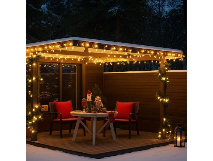 2er-Set LED Lichterkette ca. 14 m, 192 LEDs, warmweiss, batteriebetrieben, 7 Lichtmuster