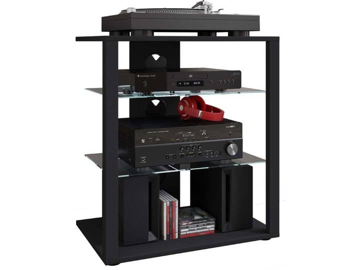 Folas meuble Hifi 3 tablettes noir.