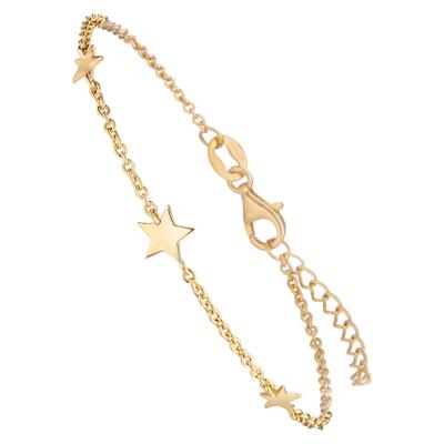 Armband JOBO "Sterne", gold (goldfarben), Armbänder, Damen, 19cm, Silber 925 (Sterlingsilber), Armband, 925 Silber vergoldet 19 cm