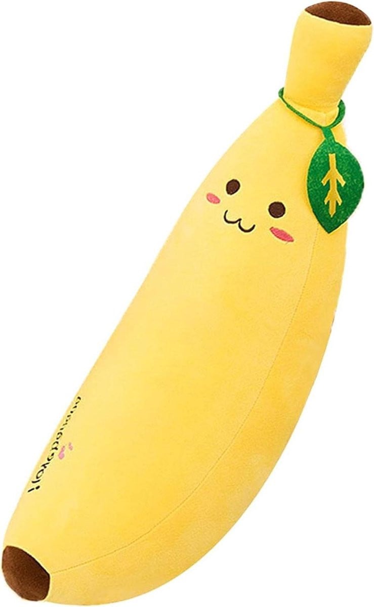 Geel Banaan Kussen - Pluche Speelgoed - 35 cm