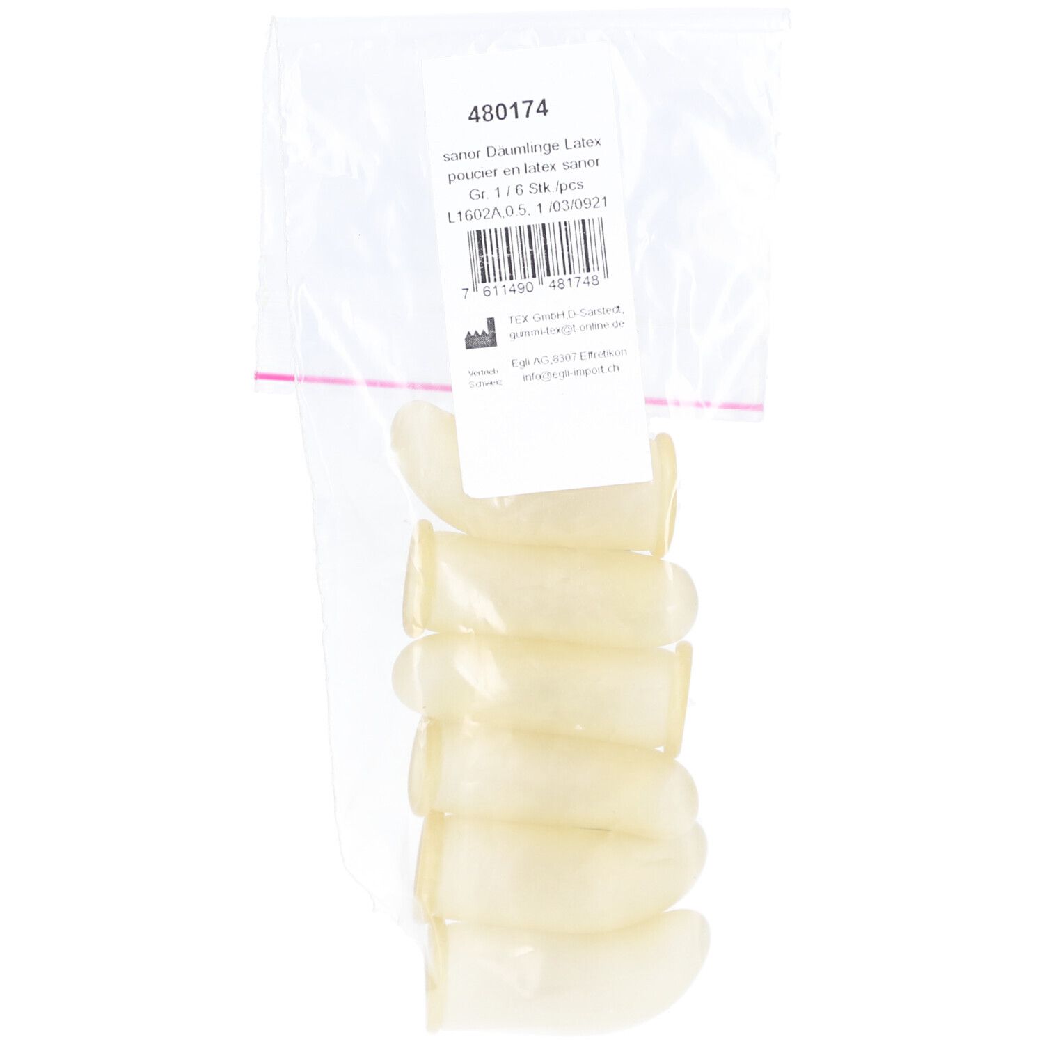 Sanor Däumling Latex Gr1 Btl 6 Stk St Fingerling