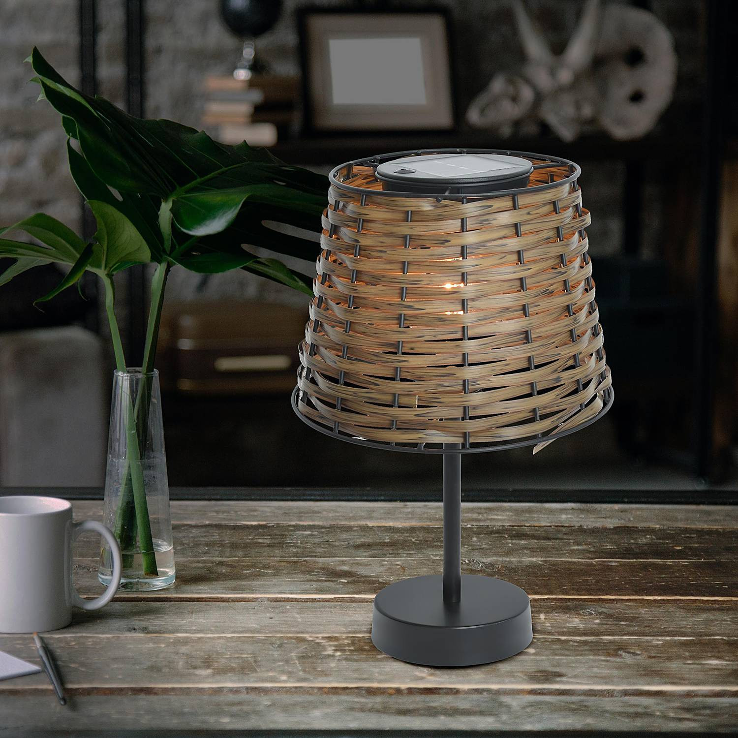 home24 Tafellamp Rada Bruin LED Oplaadbaar Ø 19 cm
