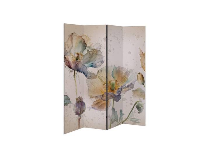 SPACEREBELS Paravent SOFTEN POPPY (4 St), Raumteiler mit 4 Paneelen, einseitig bedruckt, 152 x 168 cm