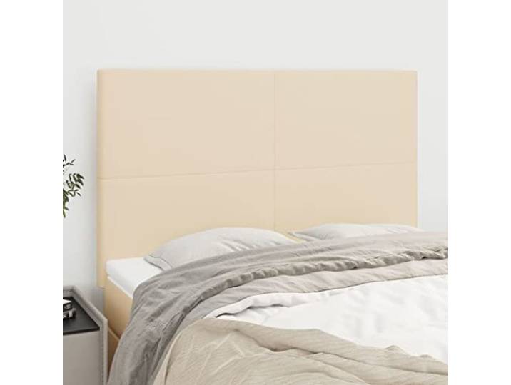 RJPLMFV Kopfteil, Creme, 144 cm, Stoff, verstellbar Leseordner, stabile Holzbeine, klassisches Design, einfache Montage