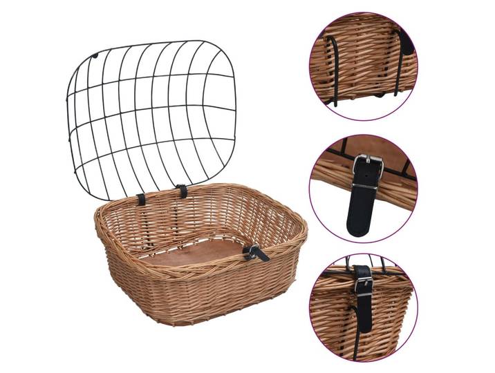 vidaXL Fahrradkorb Vorne Mit Deckel 50/45/35 Cm Natur Weide, Braun, Naturmaterialen, 45x35x50 cm, Freizeit & Co, Sport & Fitness, Fahrräder, Fahrradzubehör