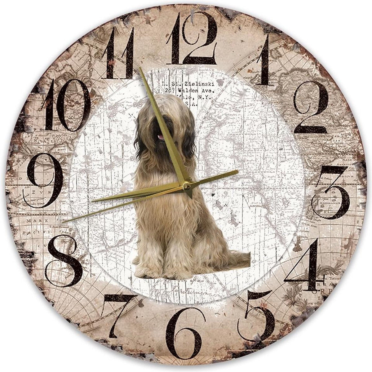 Houten Klok Hond Briard - 30 cm
