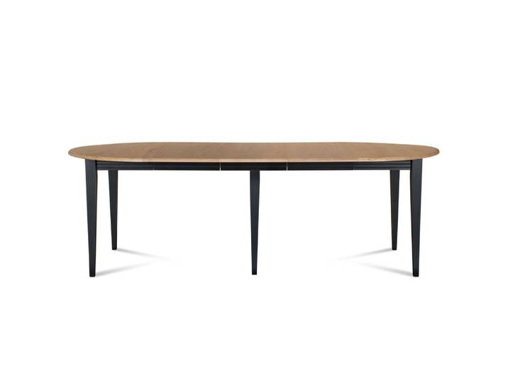 Table ronde 6 pieds fuseau d115 + 3 rallonges bois noir