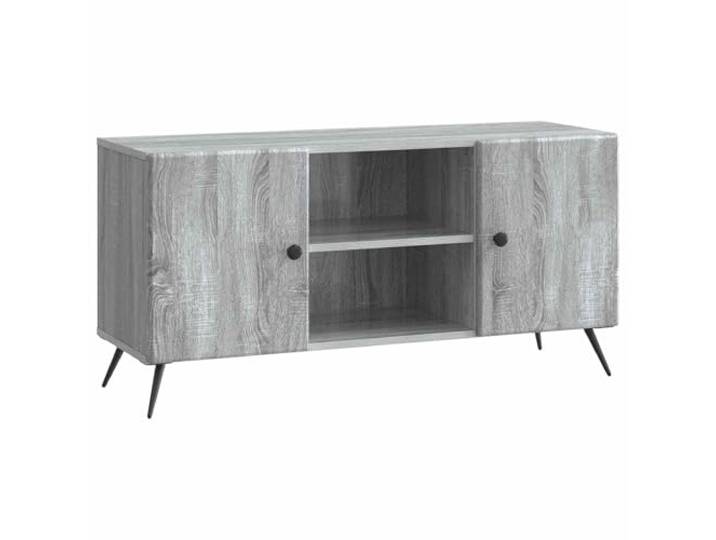 KTHLBRH TV-Schrank 102 x 34,5 x 50 cm Grau Sonoma Holz Engineered Unterhaltungszentrum, Fernsehständer, offene Regale, geschlossene Fächer, Holz, Sonoma-Grau, Wohnzimmer, Schlafzimmer,